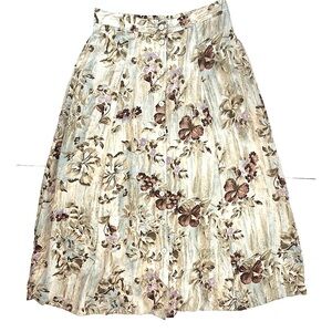 Vintage Button Front Prairie Cottage Floral A-line Midi Skirt‎ Radcliffe Size M